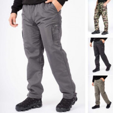 Mens Fleece Lined Thermal Cargo Trousers Pants Elasticated Combat Bottoms M-3XL