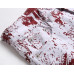 Mens White Cotton Denim Jeans Red Printed Punk Hip Hop Pants Trousers Breathable