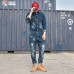 Retro Men Denim Casual Slim Fit Overall Ripped Jumpsuit Jeans Romper Cowboy Pant