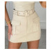 Women's Ladies High Waisted Belted Cargo Pockets Skort Summer Party Shorts Skirt