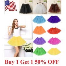 Adult Toddler Kid Solid Color Tutu Skirt Ballet Dress Girls 3 Layer Petticoat