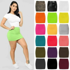 WOMENS HIGH WAISTED PLAIN JERSEY SUMMER TUBE PENCIL SHORT MINI SKIRT UK 8-26