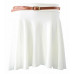 Women Ladies Plain Belted Flared Short Mini Skater Swing Party School Skirt