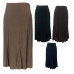 New Ladies Plain Elastic Waist Panel Godet Calf Midi Length Skirt Flared Work