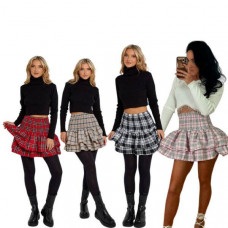 Ladies Frill Mini RaRa Skirt Women Tartan Check Pleat Gathering Mini Party Skirt